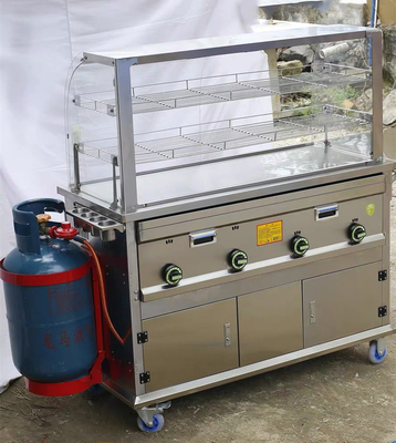 Разъемная мобильная уличная еда из нержавеющей стали Газовая тележка для питья Ручная тележка